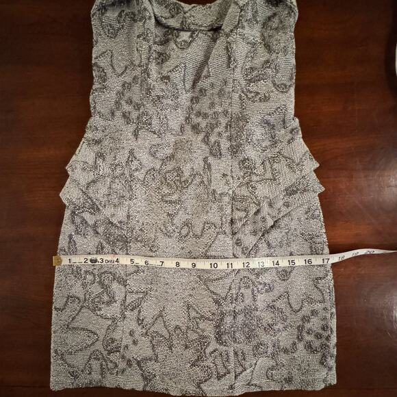 ABS Allen Schwartz Dress Sz 2 Women’s Strapless Metallic Silver Brocade Mini - Picture 8 of 9